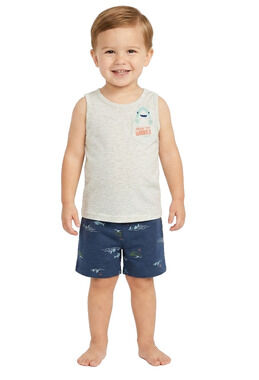 Carter's Boys 2T Tank Top Shorts Set NWT Shark Ready For Waves Gray Blue Summer